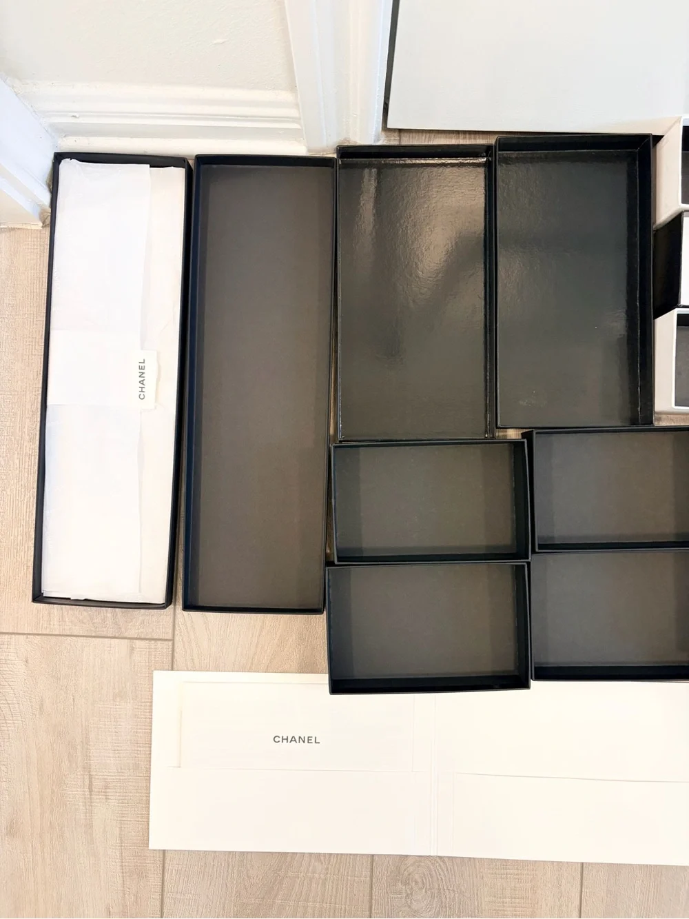 Authentic CHANEL 14 PIECES Bundle: 6 Boxes + 3 Dust Bags & 1 Small Gift Bag